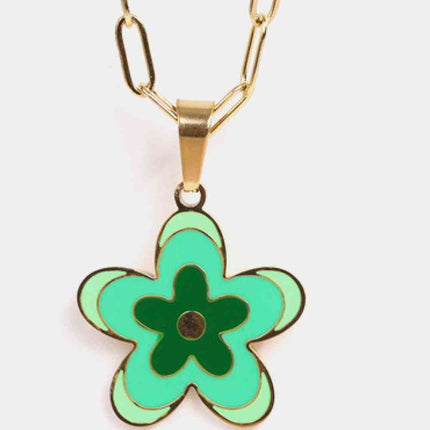 Flower Pendant Stainless Steel Necklace