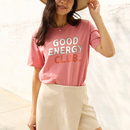 Simply Love Full Size GOOD ENERGY CLUB Short Sleeve T-Shirt