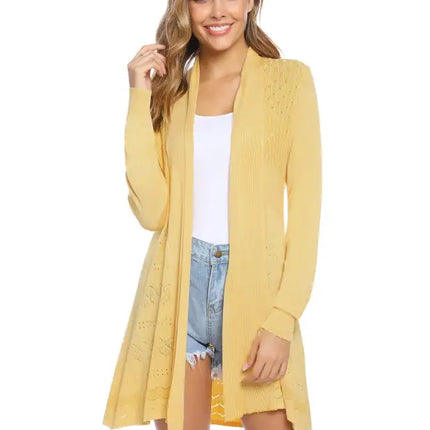 Cárdigan de manga larga de punto abierto para mujer 