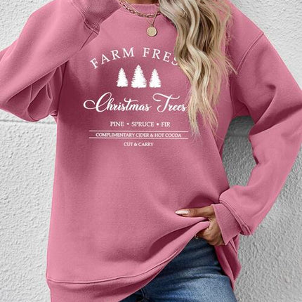 Graphic Round Neck Dropped Shoulder Sweatshirt