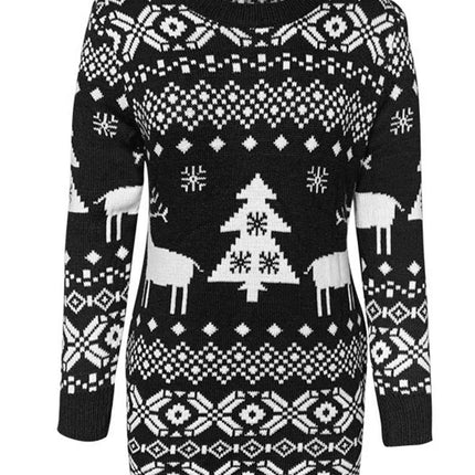 Christmas Element Round Neck Mini Sweater Dress