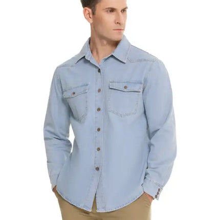 Camisa vaquera de manga larga informal a la moda para hombre 