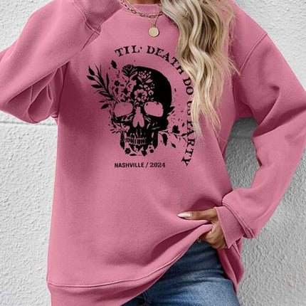 Graphic Round Neck Dropped Shoulder Sweatshirt