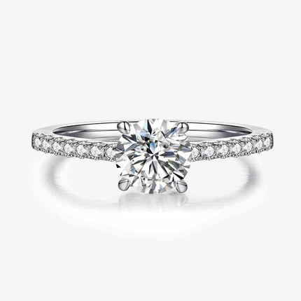 1 Carat Moissanite 925 Sterling Silver Side Stone Ring