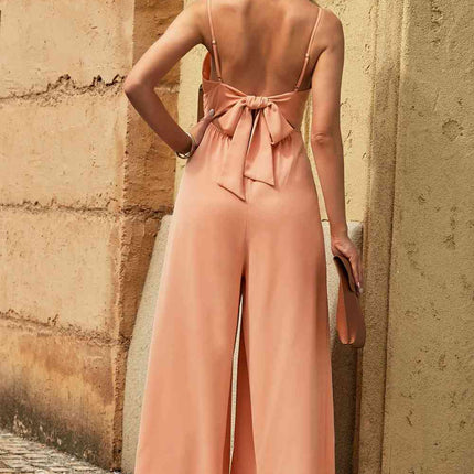 Spaghetti Strap Tied Seam Detail Jumpsuit