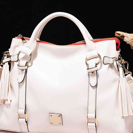 PU Leather Handbag with Tassels - Vickie Lynn's