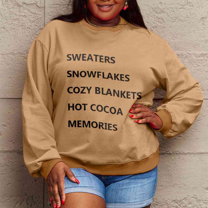 Simply Love Full Size Letter Graphic Round Neck Sweatshirt