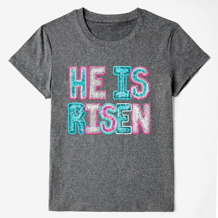 HE IS RISEN Sequin Round Neck T-Shirt