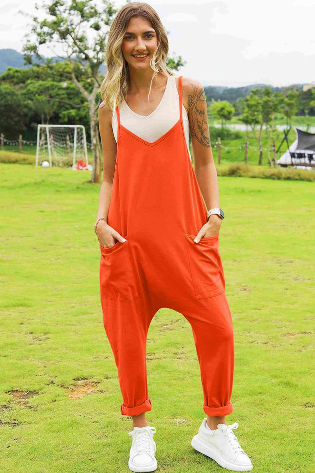 Double Take Full Size Sleeveless V-Neck Pocketed Jumpsuit - Vickie Lynn's