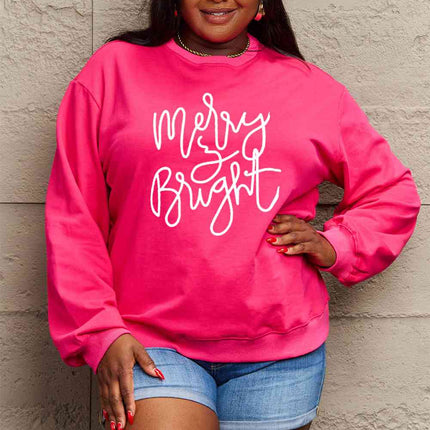 Simply Love Full Size MERRY AND BRIGHT Graphic Sweatshirt