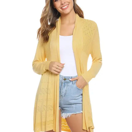 Cárdigan de manga larga de punto abierto para mujer 