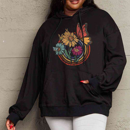 Simply Love Simply Love Full Size Butterfly and Flower Graphic Hoodie