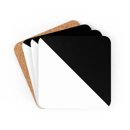 Juego de 4 posavasos de madera de corcho, posavasos de estilo geométrico en blanco y negro