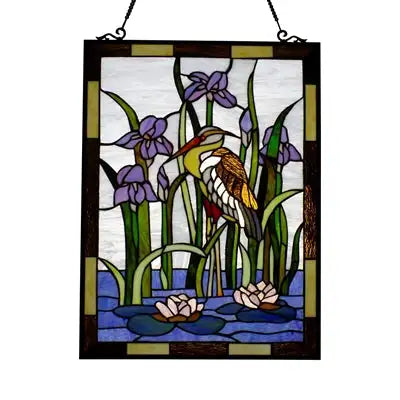 Panel de ventana de animales estilo Tiffany CRANE de 24" de altura