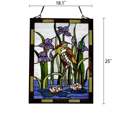 Panel de ventana de animales estilo Tiffany CRANE de 24" de altura