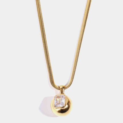 Zircon 18K Gold-Plated Geometrical Shape Pendant Necklace