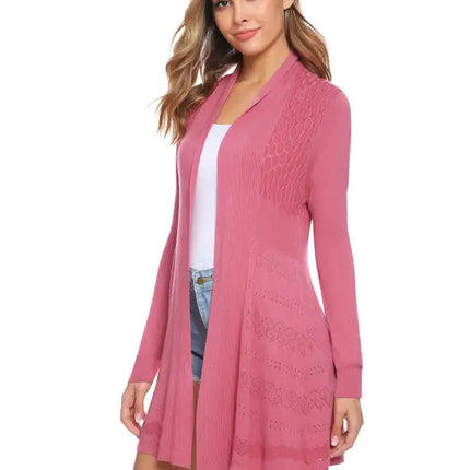 Cárdigan de manga larga de punto abierto para mujer 