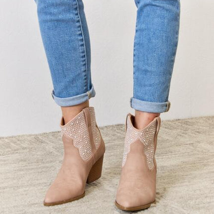 East Lion Corp Rhinestone Ankle Cowgirl Booties
