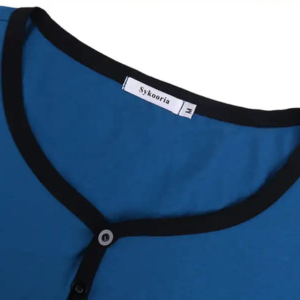 Men'S Long Sleeve Pajamas Button Henley Shirt Casual Cotton Knit Loose Fit Home Hospital