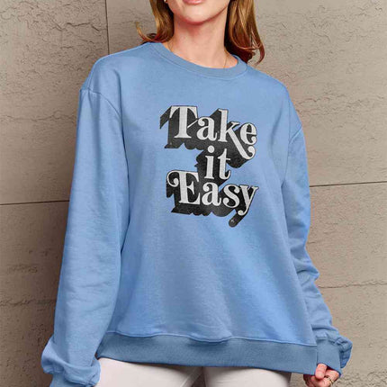 Simply Love Full Size TAKE IT EASY Graphic Sweatshirt