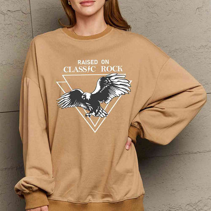 Simply Love Full Size Eagle Graphic Drop Shoulder Sweatshirt