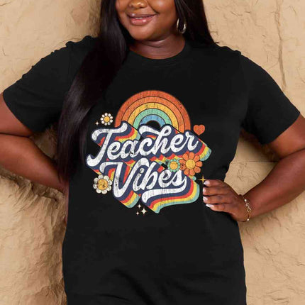 Simply Love Full Size TEACHER VIBES Graphic Cotton T-Shirt