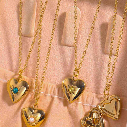 Zircon Heart Shape 14K Gold-Plated Pendant Necklace