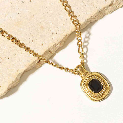 18K Gold Plated Inlaid Rhinestone Pendant Necklace