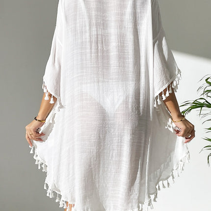 Tassel Cutout Scoop Neck Cover-Up Dress