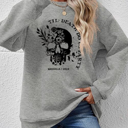 Graphic Round Neck Dropped Shoulder Sweatshirt