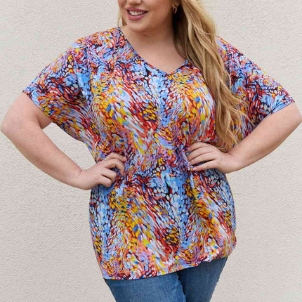 Be Stage Full Size Printed Dolman Flowy Top