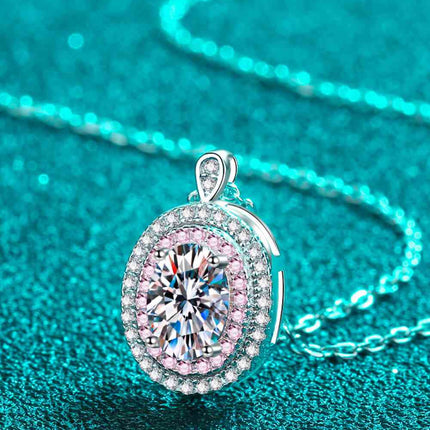 Adored 925 Sterling Silver Rhodium-Plated 1 Carat Moissanite Pendant Necklace