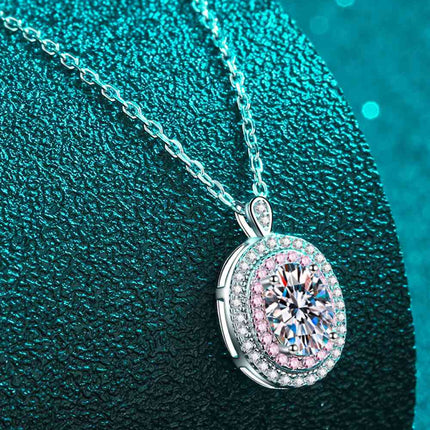Adored 925 Sterling Silver Rhodium-Plated 1 Carat Moissanite Pendant Necklace