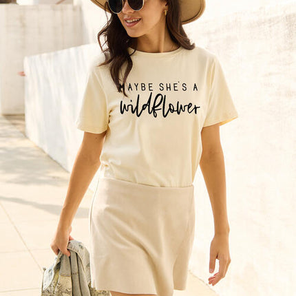 Simply Love Full Size MAYBE SHE'S A WILDFLOWER Short Sleeve T-Shirt