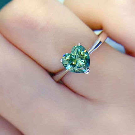 1 Carat Moissanite Heart 925 Sterling Silver Ring