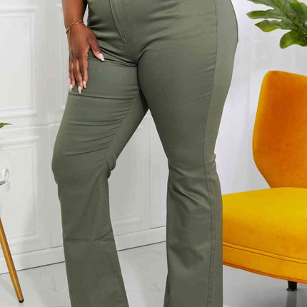 Zenana Clementine Full Size High-Rise Bootcut Jeans in Olive