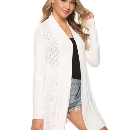 Cárdigan de manga larga de punto abierto para mujer 