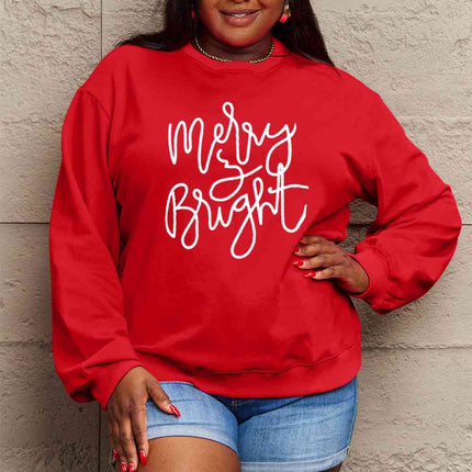 Simply Love Full Size MERRY AND BRIGHT Graphic Sweatshirt