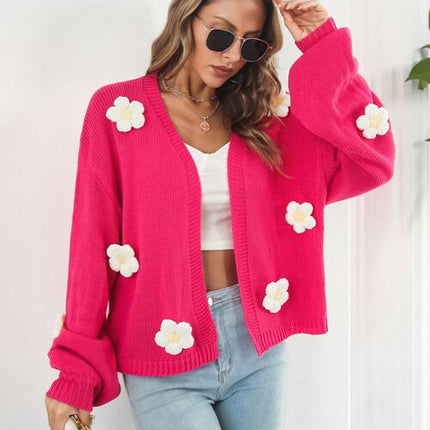 Floral Open Front Long Sleeve Cardigan