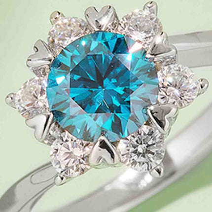 1 Carat Moissanite 925 Sterling Silver Cluster Ring