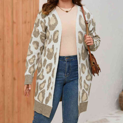 Plus Size Printed Long Sleeve Cardigan