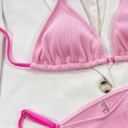Ribbed Tie Back Bikini Set