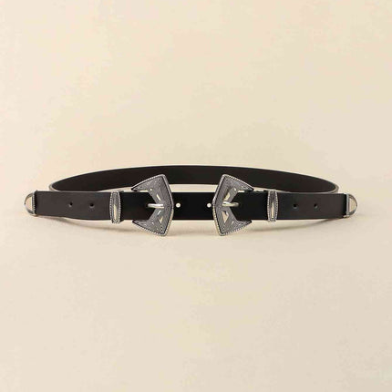 Double Buckle PU Leather Belt