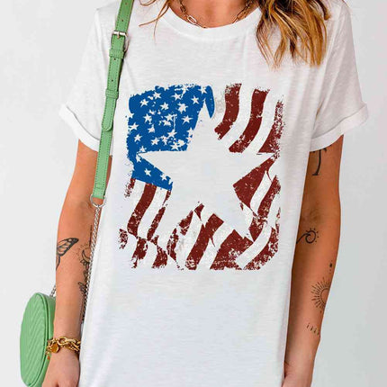 US Flag Graphic Round Neck Tee - Vickie Lynn's