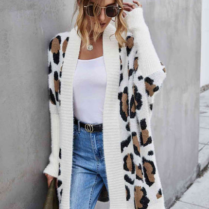 Leopard Pattern Fuzzy Cardigan