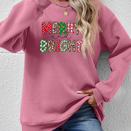 MERRY AND BRIGHT Round Neck Sweatshirt