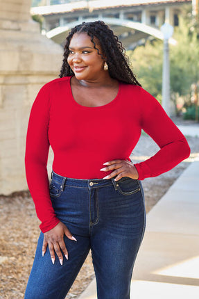 Basic Bae Full Size Round Neck Long Sleeve Bodysuit - Vickie Lynn's