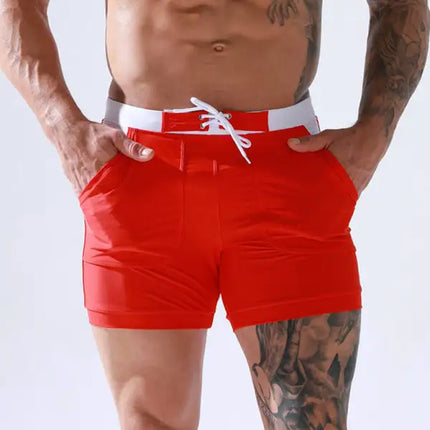 Bañador anudado con forro y bolsillo para hombre 