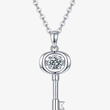Adored Moissanite Key Pendant Necklace