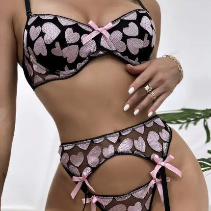 Conjunto de lencería sexy bordado para mujer 